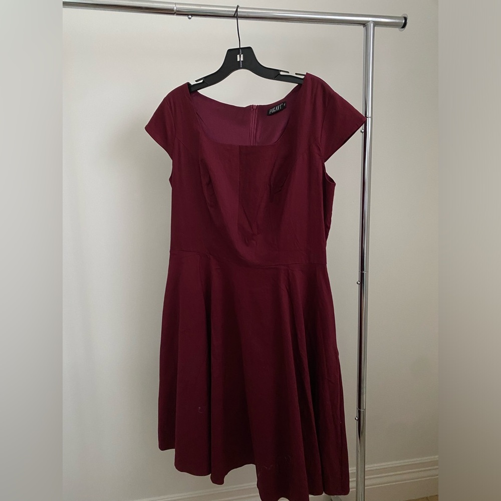 Pukavt Burgundy Midi Size XL Dress New #Lux-G